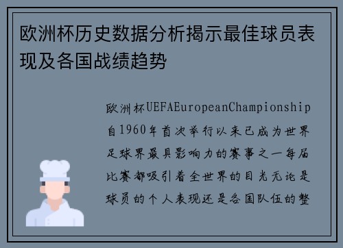 欧洲杯历史数据分析揭示最佳球员表现及各国战绩趋势
